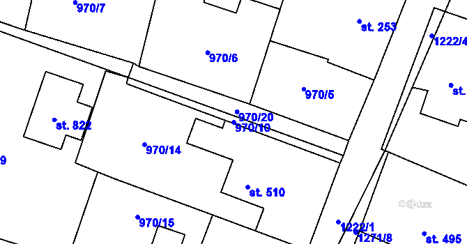 Parcela st. 970/10 v KÚ Mořkov, Katastrální mapa