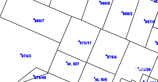 Parcela st. 975/17 v KÚ Mořkov, Katastrální mapa