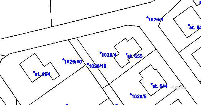 Parcela st. 1026/4 v KÚ Mořkov, Katastrální mapa