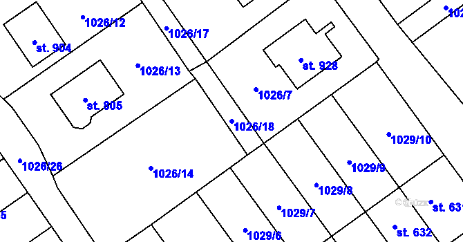 Parcela st. 1026/18 v KÚ Mořkov, Katastrální mapa