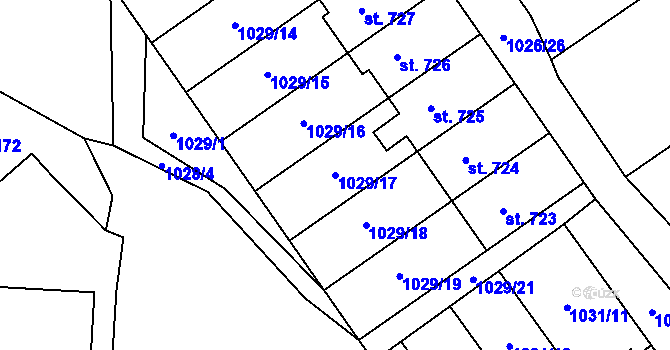 Parcela st. 1029/17 v KÚ Mořkov, Katastrální mapa