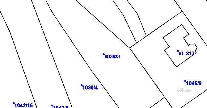 Parcela st. 1038/3 v KÚ Mořkov, Katastrální mapa
