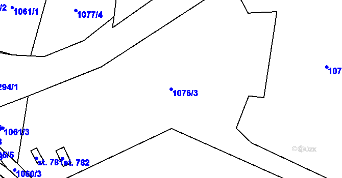 Parcela st. 1076/3 v KÚ Mořkov, Katastrální mapa