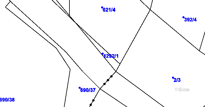 Parcela st. 1292/1 v KÚ Mořkov, Katastrální mapa