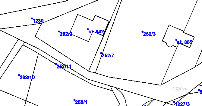 Parcela st. 252/7 v KÚ Mořkov, Katastrální mapa