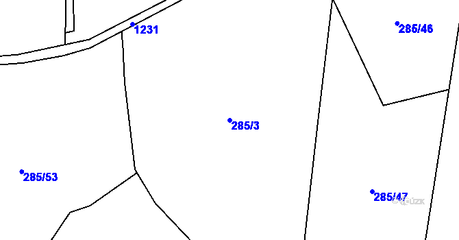 Parcela st. 285/3 v KÚ Mořkov, Katastrální mapa