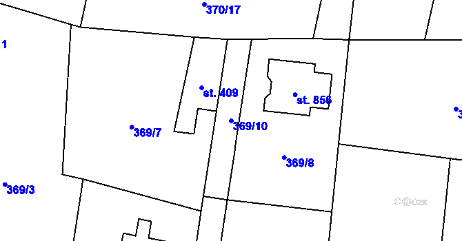 Parcela st. 369/10 v KÚ Mořkov, Katastrální mapa