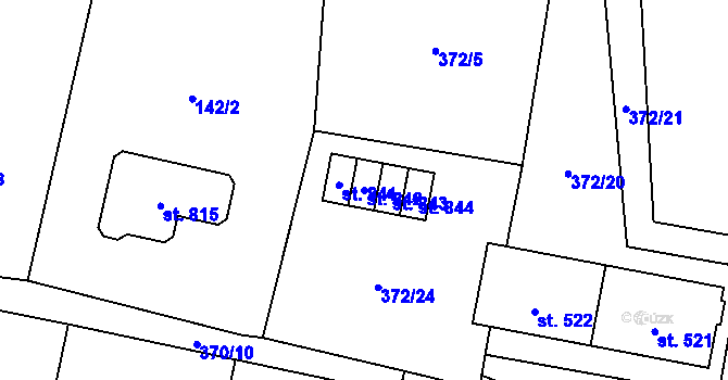 Parcela st. 842 v KÚ Mořkov, Katastrální mapa