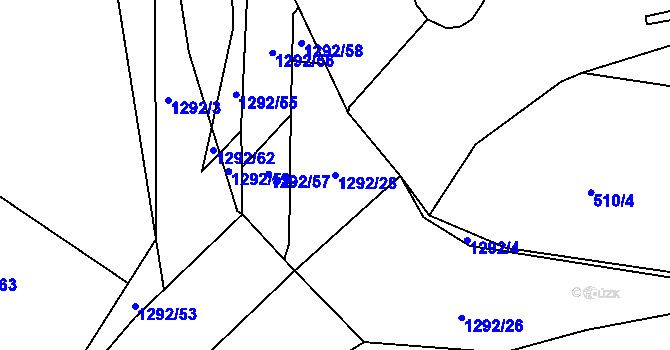 Parcela st. 1292/28 v KÚ Mořkov, Katastrální mapa