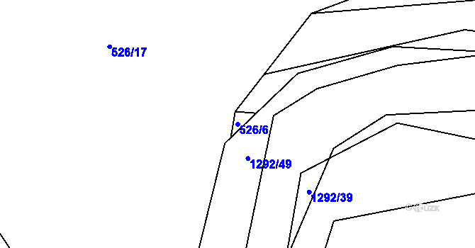 Parcela st. 526/6 v KÚ Mořkov, Katastrální mapa