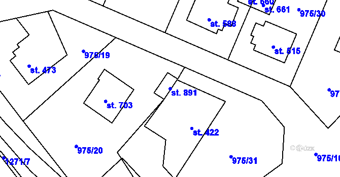 Parcela st. 891 v KÚ Mořkov, Katastrální mapa