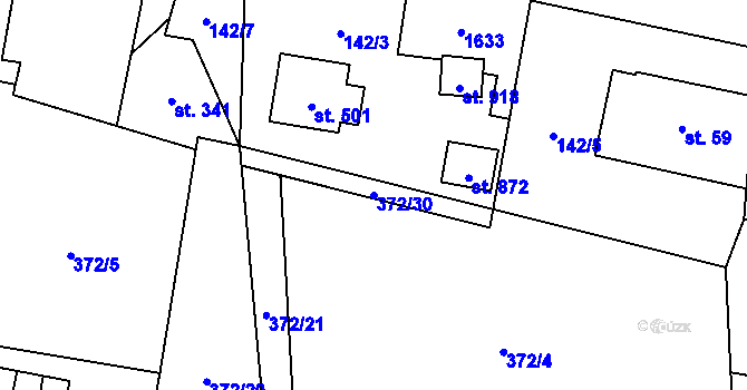 Parcela st. 372/30 v KÚ Mořkov, Katastrální mapa