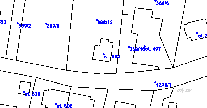 Parcela st. 903 v KÚ Mořkov, Katastrální mapa