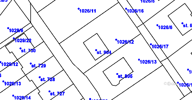 Parcela st. 904 v KÚ Mořkov, Katastrální mapa