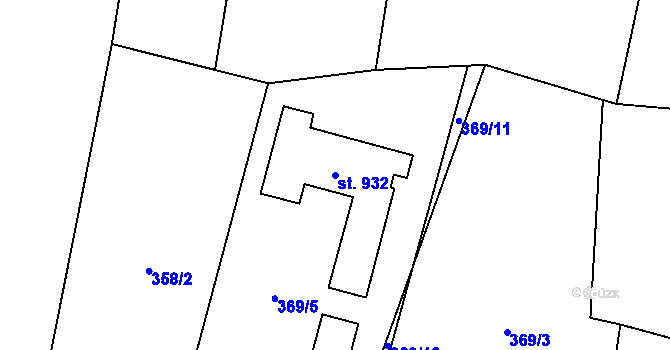 Parcela st. 932 v KÚ Mořkov, Katastrální mapa