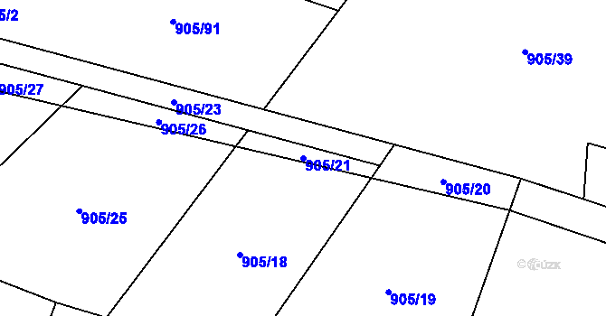 Parcela st. 905/21 v KÚ Mořkov, Katastrální mapa