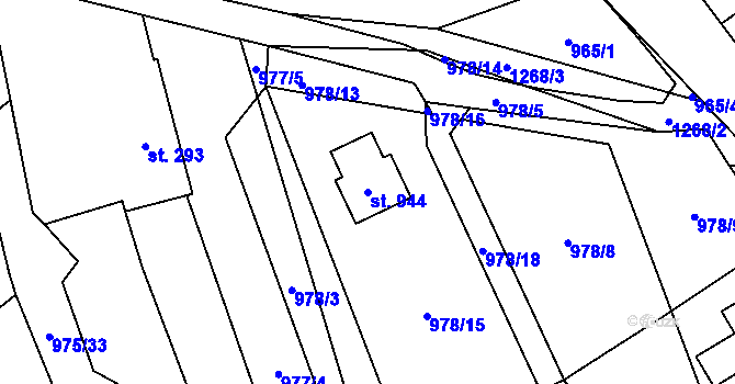 Parcela st. 944 v KÚ Mořkov, Katastrální mapa
