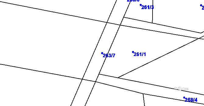 Parcela st. 263/7 v KÚ Mořkov, Katastrální mapa