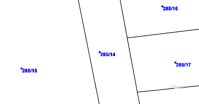 Parcela st. 285/14 v KÚ Mořkov, Katastrální mapa