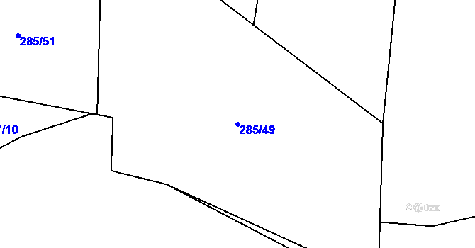 Parcela st. 285/49 v KÚ Mořkov, Katastrální mapa