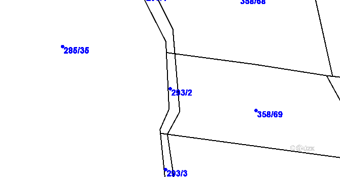 Parcela st. 293/2 v KÚ Mořkov, Katastrální mapa