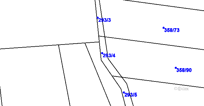 Parcela st. 293/4 v KÚ Mořkov, Katastrální mapa