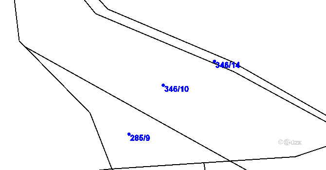 Parcela st. 346/10 v KÚ Mořkov, Katastrální mapa