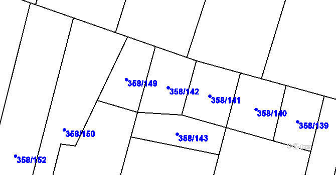 Parcela st. 358/142 v KÚ Mořkov, Katastrální mapa