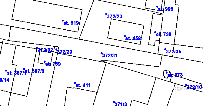 Parcela st. 372/31 v KÚ Mořkov, Katastrální mapa