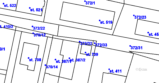 Parcela st. 372/32 v KÚ Mořkov, Katastrální mapa