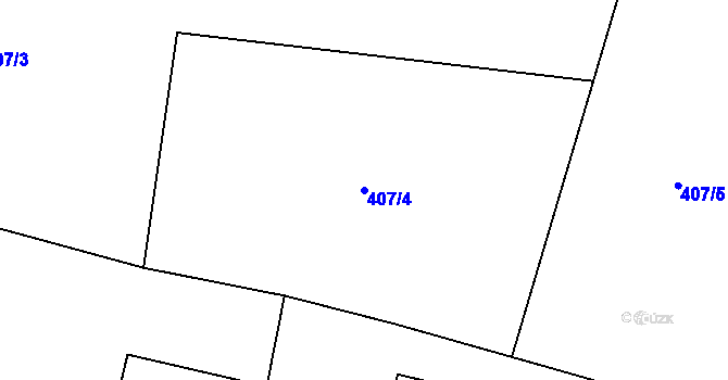 Parcela st. 407/4 v KÚ Mořkov, Katastrální mapa