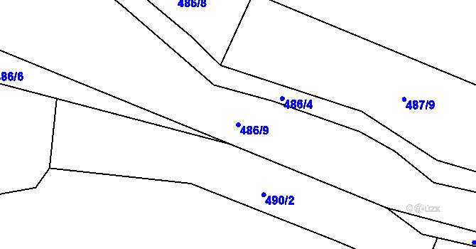 Parcela st. 486/9 v KÚ Mořkov, Katastrální mapa