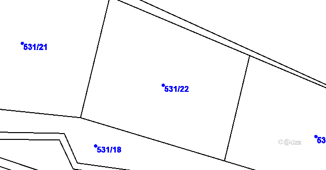 Parcela st. 531/22 v KÚ Mořkov, Katastrální mapa