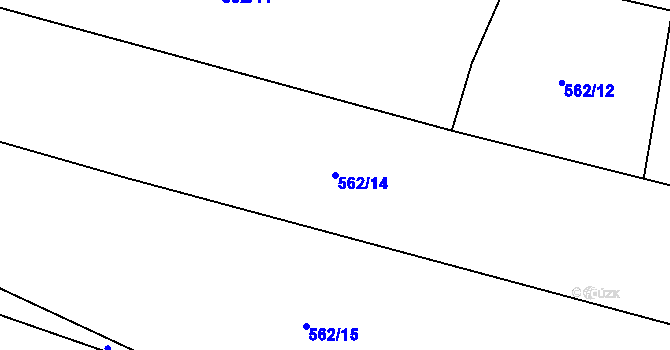 Parcela st. 562/14 v KÚ Mořkov, Katastrální mapa