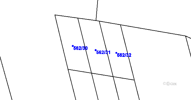 Parcela st. 562/31 v KÚ Mořkov, Katastrální mapa