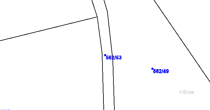 Parcela st. 562/53 v KÚ Mořkov, Katastrální mapa