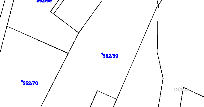 Parcela st. 562/59 v KÚ Mořkov, Katastrální mapa