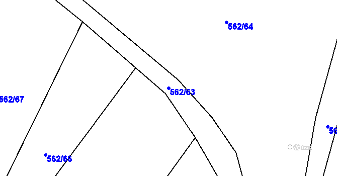 Parcela st. 562/63 v KÚ Mořkov, Katastrální mapa