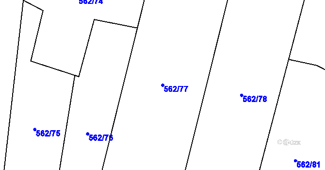 Parcela st. 562/77 v KÚ Mořkov, Katastrální mapa