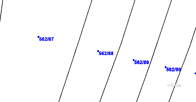 Parcela st. 562/88 v KÚ Mořkov, Katastrální mapa