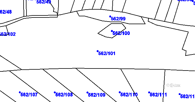 Parcela st. 562/101 v KÚ Mořkov, Katastrální mapa