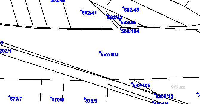 Parcela st. 562/103 v KÚ Mořkov, Katastrální mapa