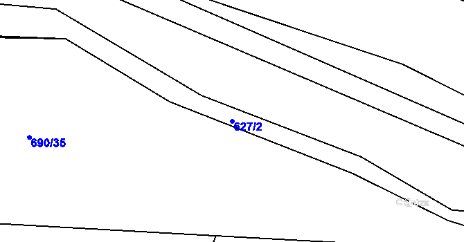 Parcela st. 627/2 v KÚ Mořkov, Katastrální mapa