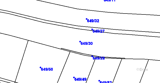 Parcela st. 649/30 v KÚ Mořkov, Katastrální mapa