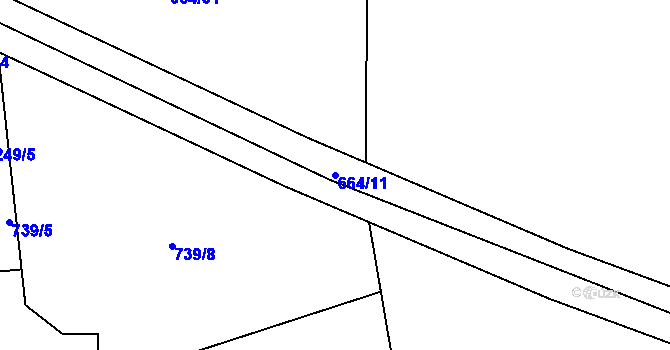 Parcela st. 664/11 v KÚ Mořkov, Katastrální mapa