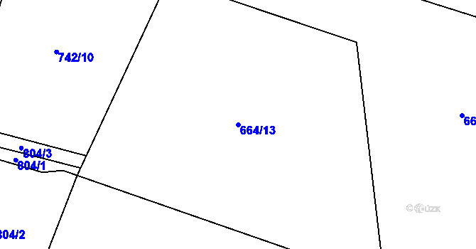 Parcela st. 664/13 v KÚ Mořkov, Katastrální mapa