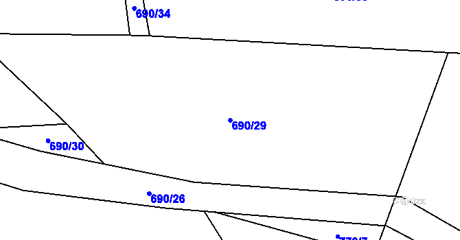 Parcela st. 690/29 v KÚ Mořkov, Katastrální mapa