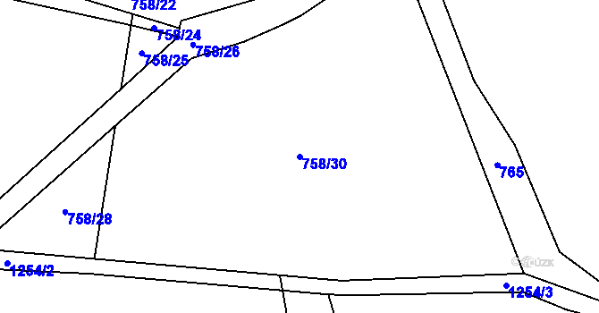 Parcela st. 758/30 v KÚ Mořkov, Katastrální mapa