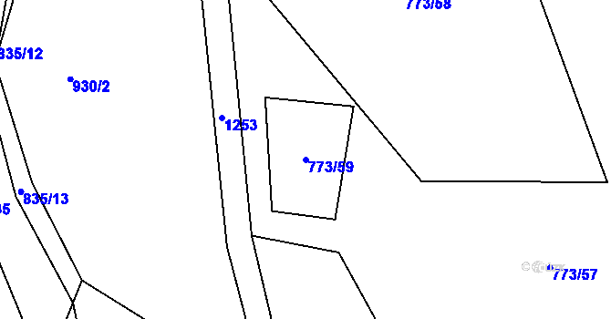 Parcela st. 773/59 v KÚ Mořkov, Katastrální mapa