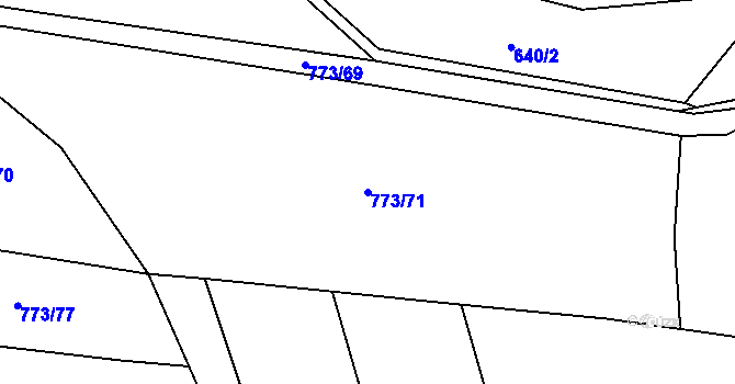 Parcela st. 773/71 v KÚ Mořkov, Katastrální mapa